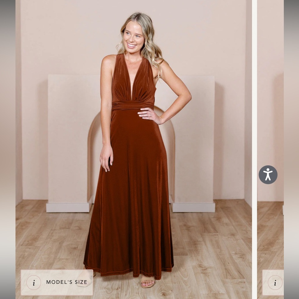 Revelry Dress Size 6, color Rust in Velvet. Worn once for a total of 2 hours.